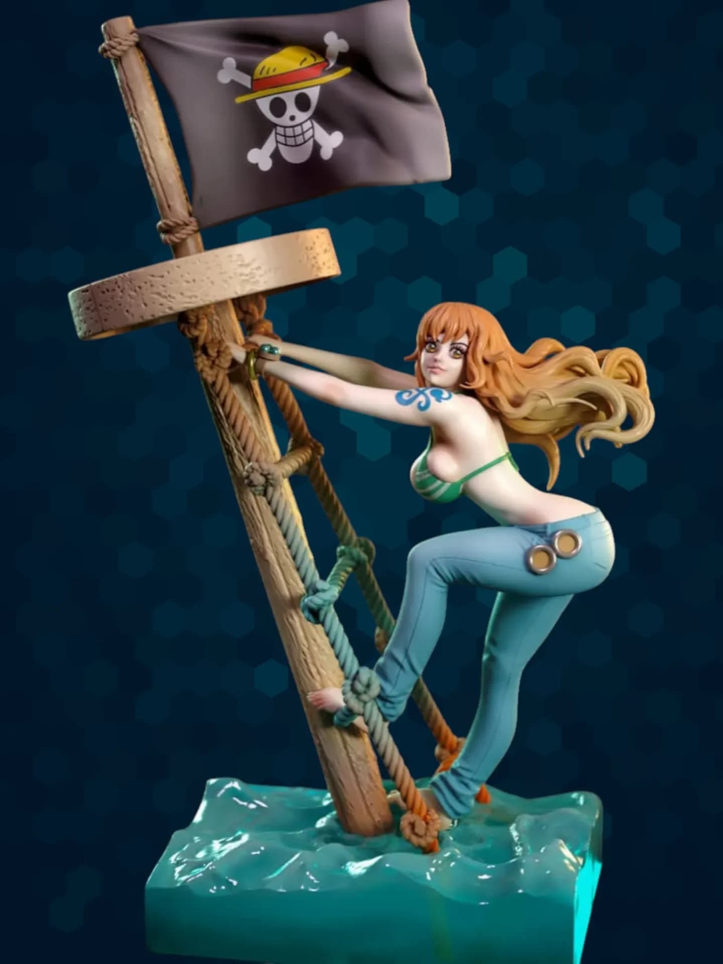 One Piece Nami Climbing Jolly Roger